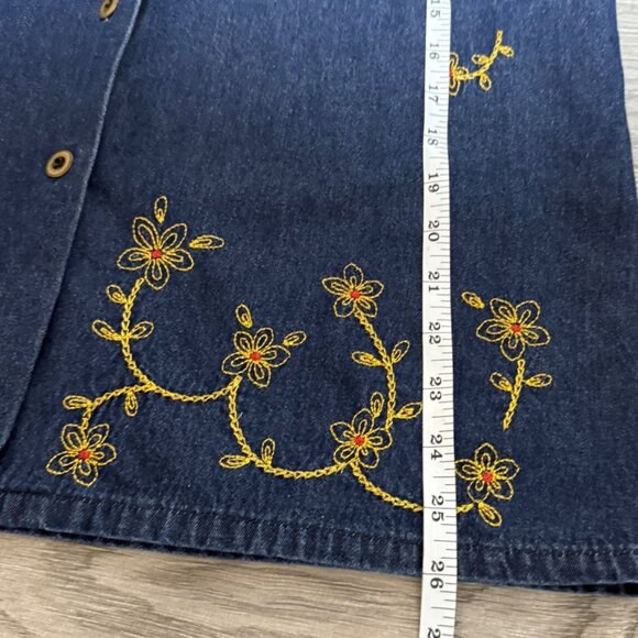 Cervelle Denim Maxi Dress 2 Piece Set Sz L Blue Jean VTG Embroidered Lagenlook - Picture 15 of 16